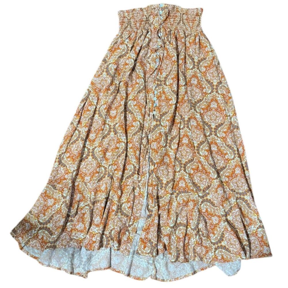 Rachel Zoe Paisley Medallion Maxi Skirt Boho Festival Layered Chiffon